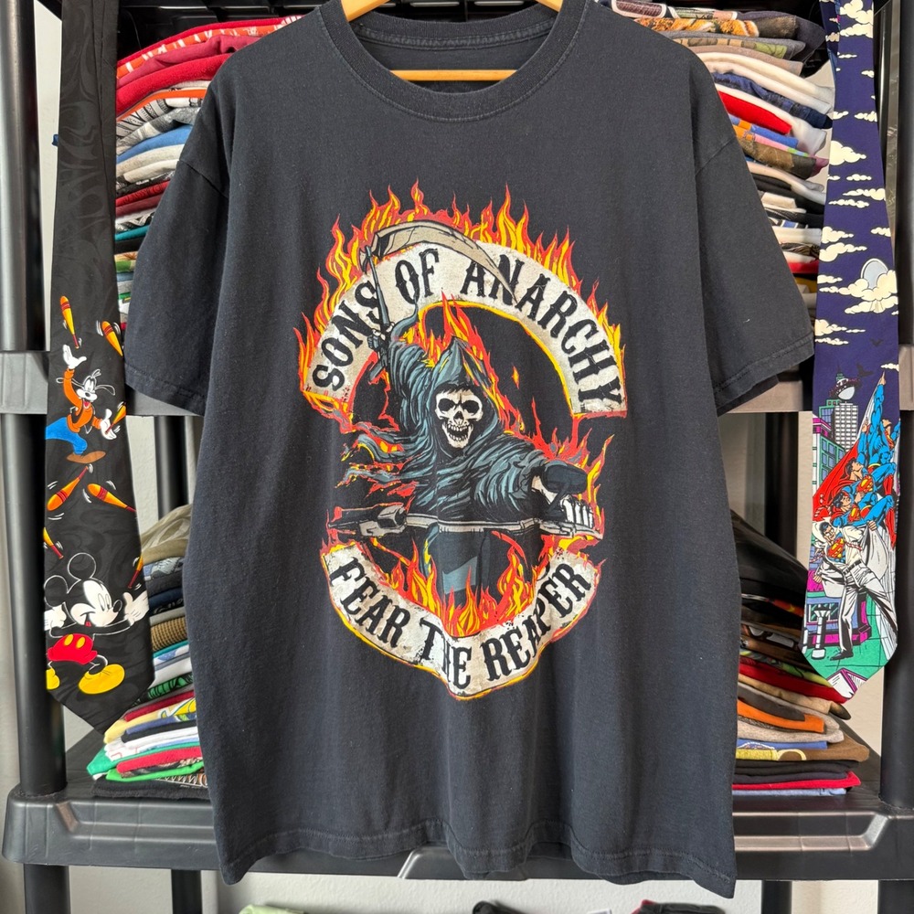 Y2K Black Sons Of Anarchy Fear The Reaper Graphic Tee XL
